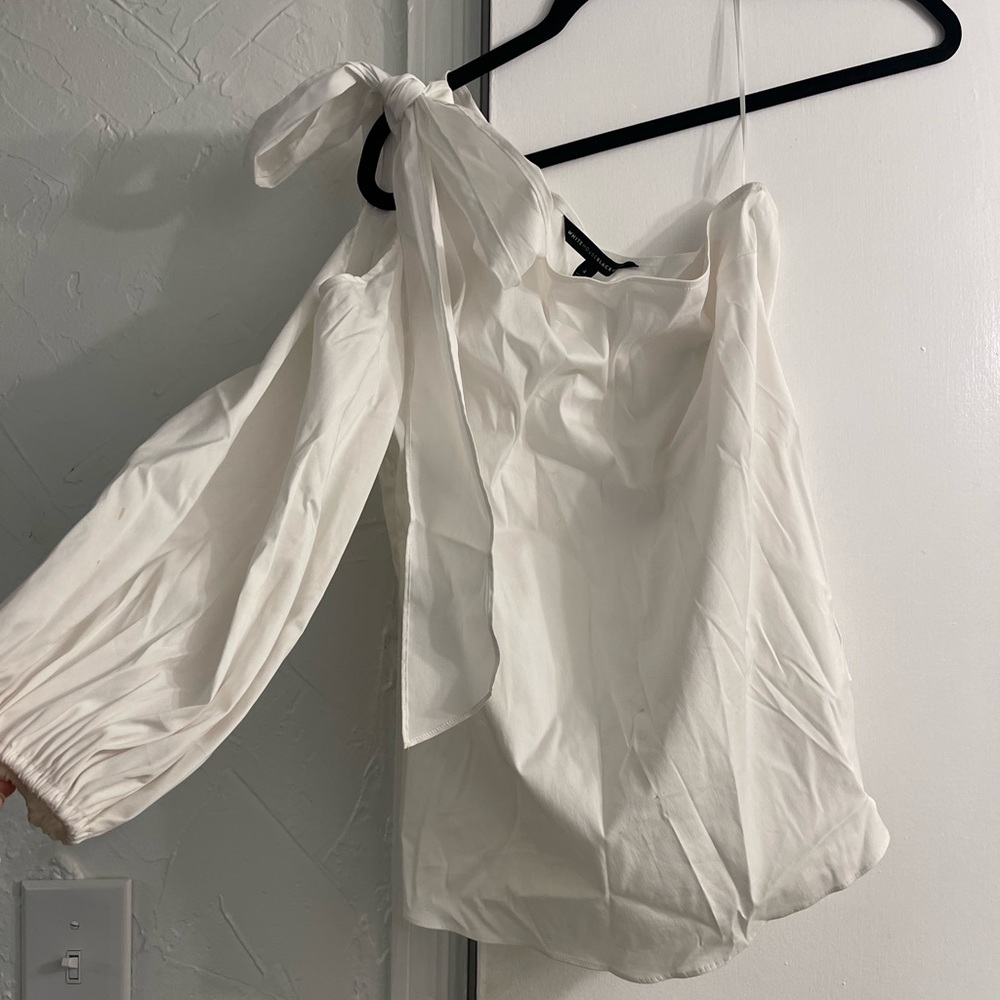 White House black market one shoulder tie top